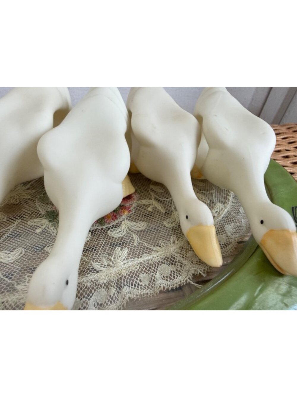 Vintage 70s Lot 5 Bisque Porcelain Geese Ducks Napking Rings Table wear Retro - Picture 7 of 9